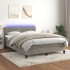 Cama box spring colchón y LED terciopelo gris claro 140x190