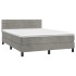 Cama box spring colchón y LED terciopelo gris claro 140x190