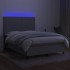 Cama box spring colchón y luces LED tela gris claro 140x190