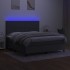 Cama box spring colchón y luces LED tela gris oscuro 160x200