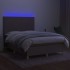 Cama box spring colchón y luces LED tela gris taupe 140x200