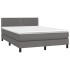 Cama box spring colchón y LED cuero sintético gris 140x200