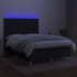 Cama box spring colchón y luces LED tela negro 140x200