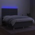 Cama box spring colchón y luces LED tela gris oscuro 140x190