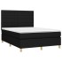 Cama box spring colchón y luces LED tela negro 140x190