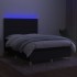 Cama box spring colchón y luces LED tela negro 140x190