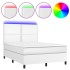 Cama box spring colchón y LED cuero sintético blanco 140x190