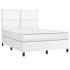 Cama box spring colchón y LED cuero sintético blanco 140x190