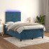 Cama box spring colchón y LED terciopelo azul oscuro 120x200