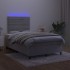 Cama box spring colchón y LED terciopelo gris claro 120x200