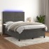 Cama box spring colchón y LED terciopelo gris oscuro 140x200