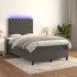 Cama box spring colchón y LED terciopelo gris oscuro 120x200