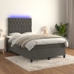 Cama box spring colchón y LED terciopelo gris oscuro 120x200 cm