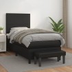 Cama box spring con colchón cuero sintético negro 90x190 cm