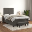 Cama box spring con colchón terciopelo gris oscuro 120x200 cm