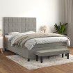 Cama box spring con colchón terciopelo gris claro 140x190 cm