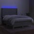 Cama box spring colchón y luces LED tela gris claro 140x190