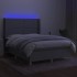 Cama box spring colchón y luces LED tela gris claro 140x190