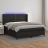 Cama box spring colchón y LED cuero sintético negro 160x200