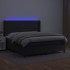 Cama box spring colchón y LED cuero sintético negro 160x200