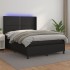 Cama box spring colchón y LED cuero sintético negro 140x190