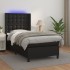 Cama box spring colchón y LED cuero sintético negro 100x200