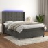 Cama box spring colchón y LED terciopelo gris oscuro 140x200