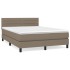 Cama box spring con colchón tela gris taupe 140x190