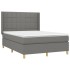 Cama box spring con colchón tela gris oscuro 140x200