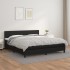 Cama box spring con colchón cuero sintético negro 160x200