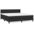 Cama box spring con colchón cuero sintético negro 160x200