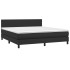 Cama box spring con colchón cuero sintético negro 160x200