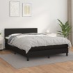 Cama box spring con colchón cuero sintético negro 140x200cm