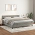 Cama box spring con colchón terciopelo gris claro 180x200