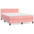 Cama box spring con colchón terciopelo rosa 140x190