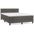 Cama box spring con colchón terciopelo gris oscuro 140x190