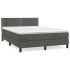 Cama box spring con colchón terciopelo gris oscuro 140x200