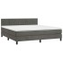 Cama box spring con colchón terciopelo gris oscuro 160x200