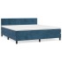 Cama box spring con colchón terciopelo azul oscuro 160x200