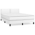 Cama box spring con colchón cuero sintético blanco