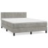 Cama box spring con colchón terciopelo gris claro 140x190