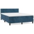 Cama box spring con colchón terciopelo azul oscuro 140x200