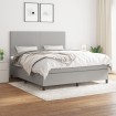 Cama box spring con colchón tela gris claro 160x200 cm