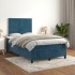 Cama box spring con colchón terciopelo azul oscuro 120x200