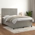 Cama box spring con colchón terciopelo gris claro 140x190