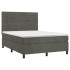 Cama box spring con colchón terciopelo gris oscuro 140x190