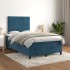 Cama box spring con colchón terciopelo azul oscuro 120x200