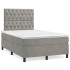 Cama box spring con colchón terciopelo gris claro 120x200