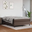 Cama box spring con colchón cuero sintético marrón 140x200cm