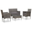 Set de muebles de jardín 4 pzas y cojines ratán sintético gris